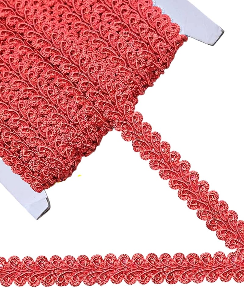 MSCFTFB 14 Yards Gimp Braid Trim,1/2 inch Gift Wrap Ribbon, Woven Fabric Lace Trim for Upholstery Costume Curtain,Lamp,Jewelry,Decorative Embellishment for Sewing Craft (Red) - Image 1